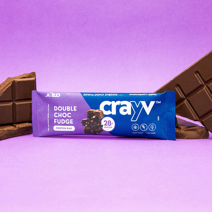 crayv double choc fudge protein bar 28% protein