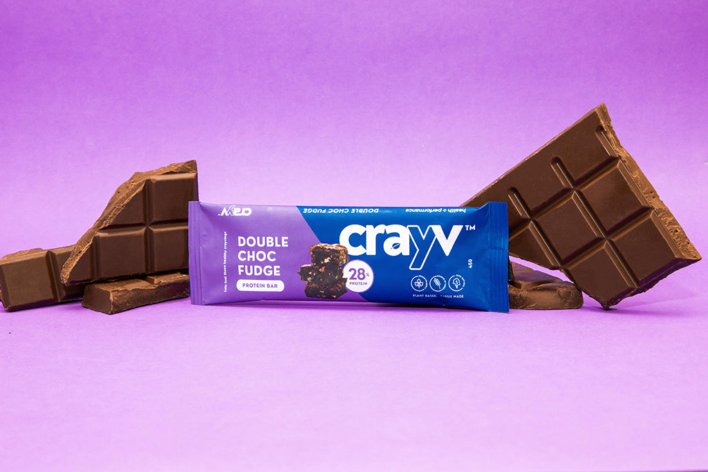 crayv double choc fudge protein bar 28% protein